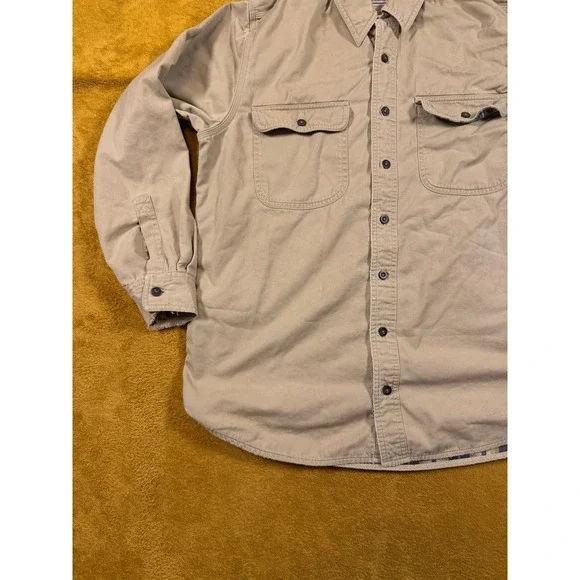 LL Bean Corduroy Shirt Jacket Men's M Plaid Flannel Lined Brown Chore Coat VTG - Picture 2 of 16